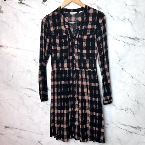 Anthropologie 11.1 Tylho Checkered Buffalo Plaid Button Front Shirt Dress XS - Picture 2 of 9
